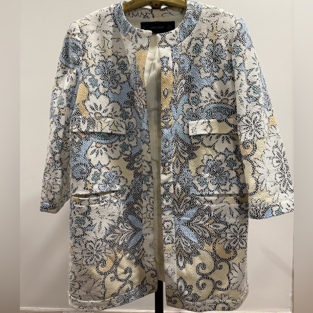 NWOT Zara 3/4 sleeve jacquard blazer size large